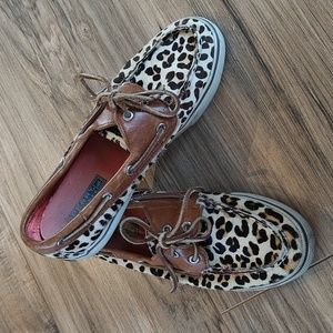 EUC Sperry Leopard Hide Boat Shoes